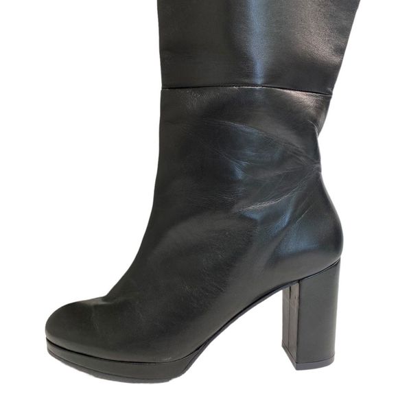 STUART WEITZMAN Black Leather Knee High Heel Boots Shoes 5.5 - Picture 10 of 16